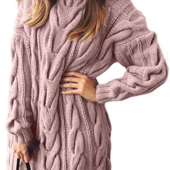 NWOT Pink Turtle Neck Pullover Dress - Picture 4 of 12